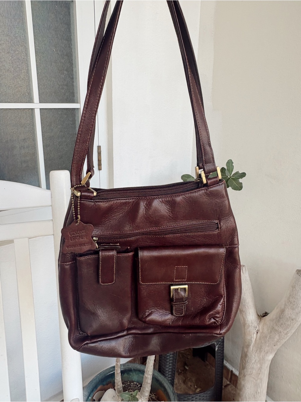 Giani Bernini Genuine Leather Women's Shoulder Bag in Deep Brown
